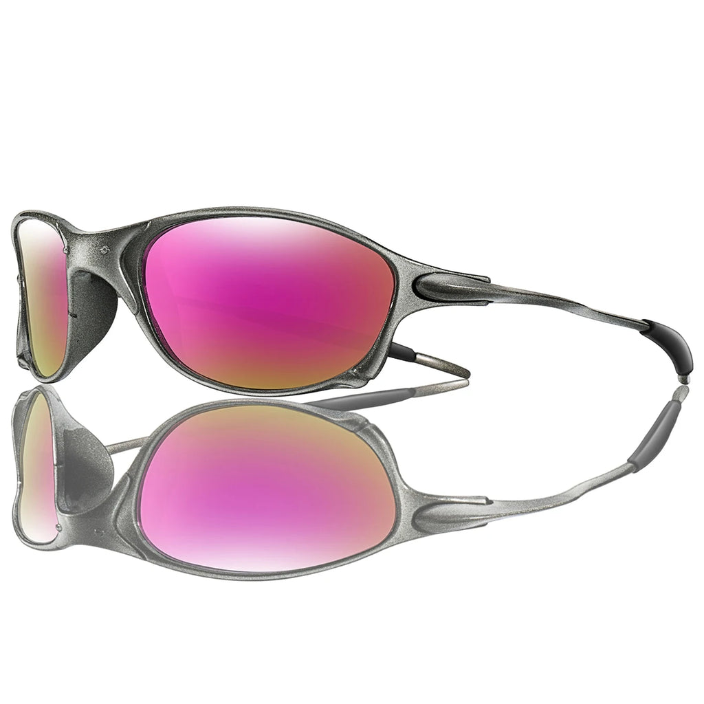 Lunettes de soleil sport unisexe, verres miroir rainbow